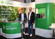 Joost Weerheim en Martijn van Leeuwen van Mprise Agriware. Beiden mannen waren erg tevreden over de beurs en over de aanloop op de stand.